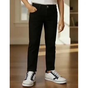 Jeans Adrenaline a gamba dritta per ragazzi, neri, elasticizzati, a vita media, stile casual, 5 tasche - Product Image 1