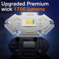 Linterna LED Táctica Portátil Recargable por USB de 3.7V, Aleación de Aluminio, 1700 Lúmenes, IP44 Impermeable, Haz de 300M, 7.5 Horas de Duración, Brillante