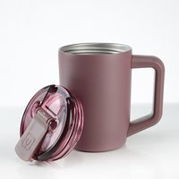 Tazas de Café Portátiles Ecológicas, Taza de Agua de Acero Inoxidable con Logotipo Personalizado Impreso, con Tapa Hermética y Asa para Oficina, Hogar y Escritorio