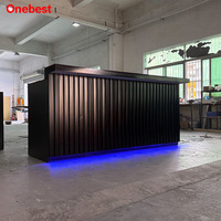 Comptoir de bar noir en surface solide avec éclairage LED RGB pour la maison, la cuisine, l'hôtel et le restaurant - Vente flash