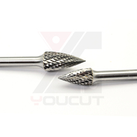 Fraise rotative en carbure de tungstène à double coupe, série G, forme d'arbre pointue pour le débavurage d'angles étroits et de coins de racines, tige de 6 mm