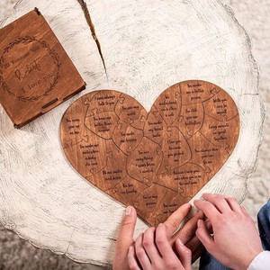 Rompecabezas de madera en forma de corazón 31x26cm 51-100 piezas Regalo de San Valentín para parejas - Product Image 4