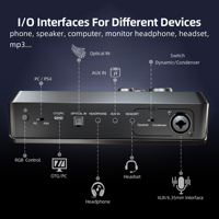 Cartes son audio de studio d'enregistrement PC RGB Fifine SC8, mélangeurs externes XLR, streaming en direct, interface de mixage audio USB pour jeux