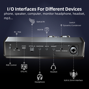 Card âm thanh Fifine SC8 RGB dành cho PC, phòng thu âm, mixer, kết nối ngoài XLR, phát trực tiếp, chơi game, USB - Product Image 6