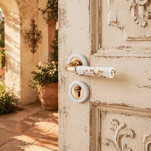 Poignée de <span class=keywords><strong>porte</strong></span> européenne de luxe en <span class=keywords><strong>laiton</strong></span> doré avec bouton en <span class=keywords><strong>porcelaine</strong></span> émaillée craquelée - Product Image 4
