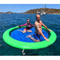 Plateforme flottante gonflable pour l'eau, anneau flottant, ponton flottant, hamac d'eau gonflable de 8 pieds, flotteur de piscine rond en drop stitch