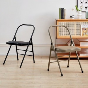Silla plegable de yoga Qisen, metálica, negra, individual, con soporte plegable para práctica de yoga - Product Image 1