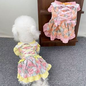Cute Pet Skirt For Small Dogs Summer Breathable Yellow <b>Pink</b> Bunny Design Bichon Frise Teddy <b>Bear</b> Cartoon Style - Product Image 2