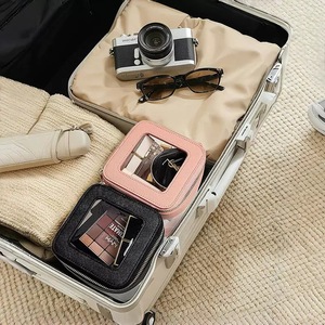 Sac cosmétique en PVC transparent, boîte <span class=keywords><strong>de</strong></span> rangement pour maquillage en cuir PU imperméable, logo personnalisé, organiseur <span class=keywords><strong>de</strong></span> toilette <span class=keywords><strong>de</strong></span> voyage - Product Image 3