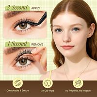 Faux cils demi-bandes à presser en gros, légers, volume naturel, effet moelleux, auto-adhésifs, sans colle