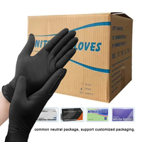 Gants d'examen en nitrile noir jetables, sans poudre, épaisseur 4 mil, sur mesure, pour usage médical