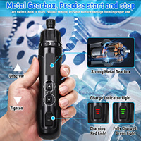 Tournevis sans fil avec batterie rechargeable USB 3,7 V, moteur sans balais, couple de 5 Nm, 360 tr/min, jeu d'embouts LED, tête plate