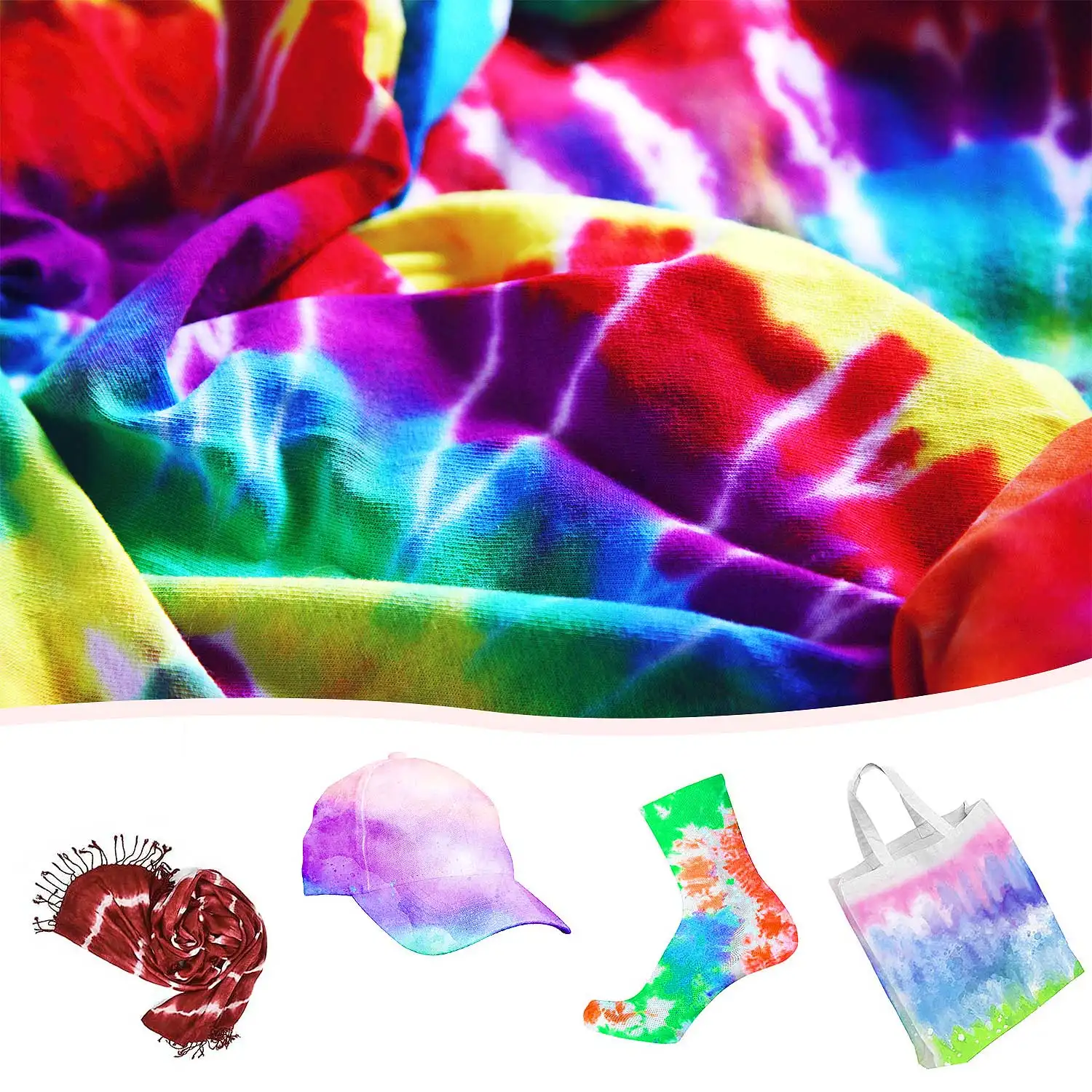 Tie Dye Kits Pigmento 24 colores DIY Tela Tye Dye para niños, Camisetas textiles no tóxicas Pintura Tie-dye Set