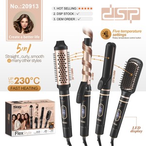 Styler capillaire DSP 5 en 1, température réglable 230°C, écran LED, multifonction, fer à boucler et lisseur - Product Image 1