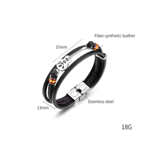 <span class=keywords><strong>Bracelet</strong></span> en cuir synthétique tressé multi-couches à la mode pour homme en acier inoxydable 316L, pour une utilisation quotidienne - Product Image 6