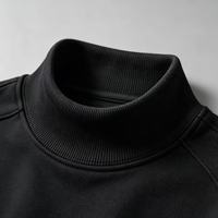 Sweat-shirt à col montant pour homme, couleur unie, col côtelé, coupe ample, décontracté, sportif, vente en gros