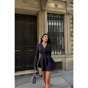 Black Women's Jacket Dress with <b>Darts</b> Detail - Product Image 3