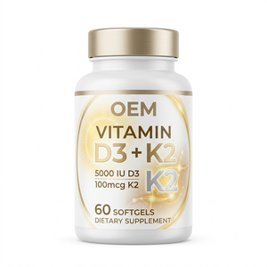 Cápsulas Blandas de Vitamina D3 K2 OEM ODM 5000UI 100mcg 60 Unidades a Granel Marca Privada - Product Image 1