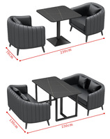Ensemble de salle à manger rectangulaire café de luxe léger canapé café boutique meubles restaurant chaises et tables ensemble