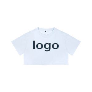 เสื้อครอปท็อปผ้าฝ้ายแท้สุดเทรนดี้สำหรับเต้นรำ ทรงหลวม แขนสั้น พิมพ์โลโก้ได้ - Product Image 6