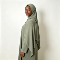 Ensemble Abaya Sauge pour Femme – Tenue Moderne Minimaliste et Pudique – Vêtement Musulman Islamique Longueur Ras du Sol