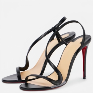 Tacones de aguja con punta en pico y malla de cristal para mujer |   Zapatos de Tacón Transparentes <span class=keywords><strong>Negros</strong></span> con Suela Roja |   Elegantes Zapatos de Vestir para Fiesta de Boda con Suela Roja - Product Image 3