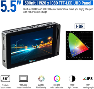 VILTROX 모니터 드 비디오 드 캄포 파라 카마라 DSLR, 판탈라 택틸 드 DC-56 드 5,5 풀가다스, IPS, 4K, H DMI, ENTRADA AV DC - Product Image 2