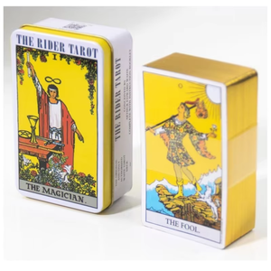 Chất lượng cao 78pcs vàng dập in ấn Tarot thẻ nhiều loại sáng bóng cạnh sắt hộp Oracle Hội Đồng Quản trị thẻ trò chơi với hướng dẫn sử dụng cuốn sách - Product Image 1