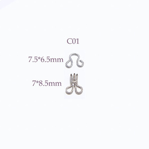 Crochet et œillet métalliques légers à coudre C01, crochet de col de couleur personnalisée pour robe et sous-vêtements OEM ODM - Product Image 1