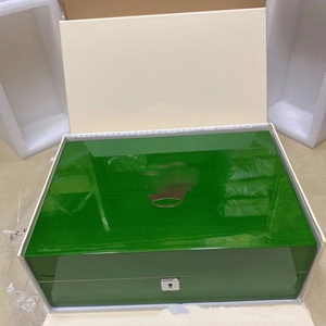 Caja de reloj de madera con múltiples ranuras de lujo <span class=keywords><strong>para</strong></span> tienda de <span class=keywords><strong>relojes</strong></span> y <span class=keywords><strong>para</strong></span> <span class=keywords><strong>relojes</strong></span> suizos negro y verde <span class=keywords><strong>para</strong></span> caja de regalo - Product Image 1