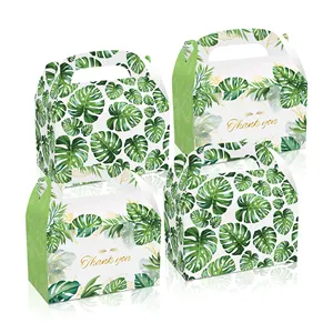 Xindeli DD146 Tropical Palm Leaves Candy Treat Boxes 12 PCS Paper Gift Box Cake Goodies Box Hawaii Party Supplies