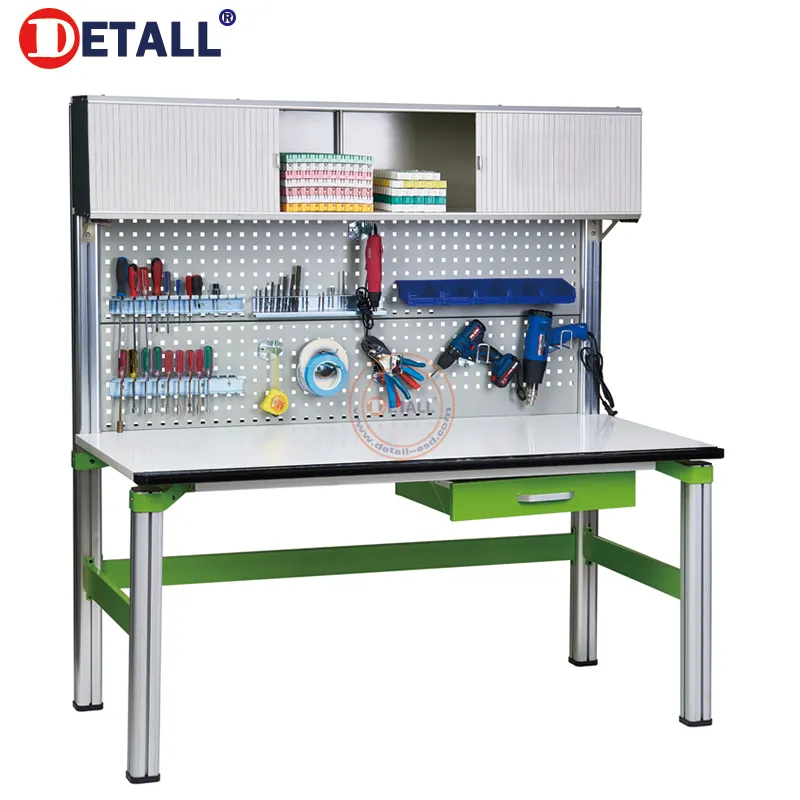 Detall Electronics production line fixture ESD workbench with aluminum profile flow racks for ESD workstation