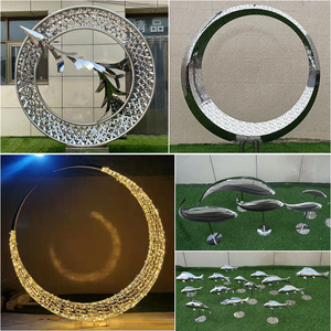 Urban Commercial Abstract Outdoor Decorative Luminous Art <b>Ornament</b> <b>Large</b> Stainless Steel Sculpture - Product Image 3