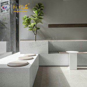 Nuevos Materiales de Construcción de Piedra, Bancos Modernos de Hormigón GRC para Áreas Públicas Exteriores, Color Blanco Grisáceo, Personalizables - Product Image 2