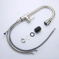 Robinet de cuisine moderne en acier inoxydable 304, monocommande, finition brossée, à poser sur plan, avec cartouche céramique, eau chaude et froide, extractible