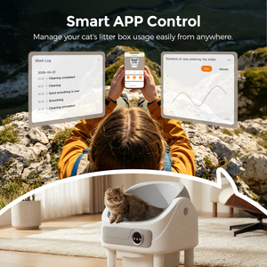 Bac à litière automatique intelligent pour chat, contrôlé par application, autonettoyant, facile à nettoyer, capacité de 65 L, toilette pour animaux de compagnie, contrôle des odeurs, grande ouverture, blanc - Product Image 2