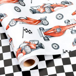 Papel de regalo de 80g, serie Bolas y Autos, papel de regalo para cumpleaños de niños, nuevo producto en stock, 17 pulgadas, impresión a doble cara - Product Image 1