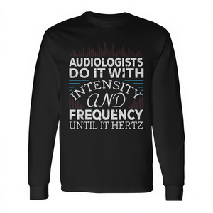 T-shirt à manches longues pour audiologistes avec motif fréquence Hertz – Vêtements promotionnels pour médecins audiologistes - Product Image 2