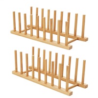 Support de rangement multi-usages en bois pour disques vinyles, égouttoir à vaisselle en bambou pour la cuisine