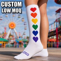 Chaussettes en tricot personnalisées avec logo, rose, avec slogan amusant, rayures noires, talon et bout noirs, avec LOGO sur le dessus du pied, OEM ODM