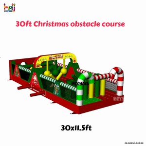 Pista de Obstáculos Inflable Gigante con Tobogán, Pista de Obstáculos Inflable con Temática Navideña, Juegos de Diversión en Venta - Product Image 3