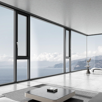 Ventana Abatible de Aleación de Aluminio con Rotura de Puente Térmico, Espaciador de Borde Cálido, Vidrio Triple Aislante, Certificación Energy Star, Resistente al Viento, para Villas y Hoteles