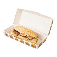 Boîtes à hamburgers personnalisées en carton blanc de qualité alimentaire, écologiques, biodégradables, avec logo en feuille d'or, finition brillante