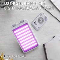 Mini lampe vidéo LED RVB U25 avec pince réglable pour photographie, éclairage de poche pour appareils photo et téléphones, en plastique intégré