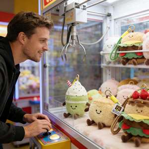 متوفر في المخزون: دمية قطيفة على شكل كعكة عيد ميلاد همبرغر من بريطاني جي سي فان، قلادة للحقيبة، هدية عيد ميلاد لآلة المخلب. - Product Image 5