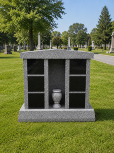 Columbario de granito de 6 nichos con estatua de Jesús, monumento funerario de estilo americano tradicional. - Product Image 2