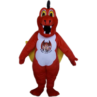 Costume de mascotte de dinosaure rouge personnalisé incroyable pour adultes - Unisexe, en peluche, pour usage sportif en club