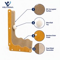 Griffoir pour chat en forme de L XL en carton ondulé avec boule de laine, mobilier pour chat d'intérieur