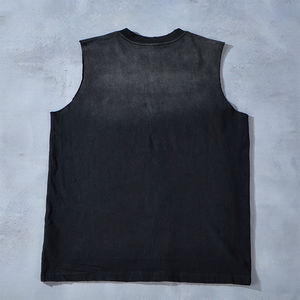 TKAN 142 haute qualité Design Vintage lavage strass gilet chemises impression graphique coton unisexe col rond T-shirt pour hommes - Product Image 2