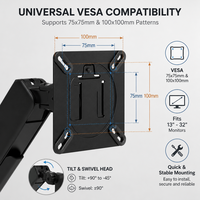Support de bureau ergonomique pour un seul moniteur, support à ressort à gaz robuste, portée de 515 mm, pour poste de travail à domicile